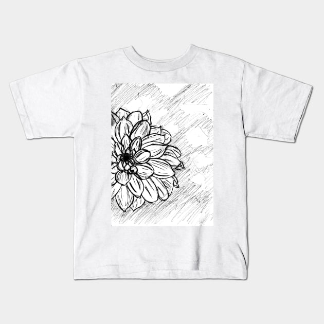 Black and White Flower Petals Kids T-Shirt by IrenesGoodies